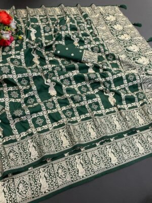 Exclusive Green Dolla Meena Saree