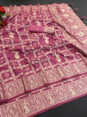 Elegant Pink Pure Dolla Meena Saree (Pink)