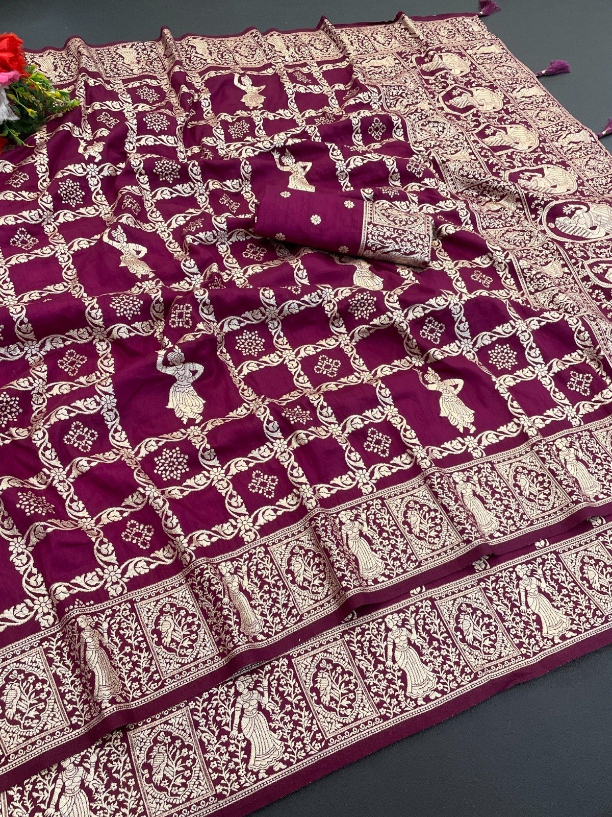 Pure Dolla Meena Saree - Elegance in Magenta
