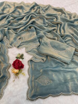 Elegant Grey Silk Party Wear