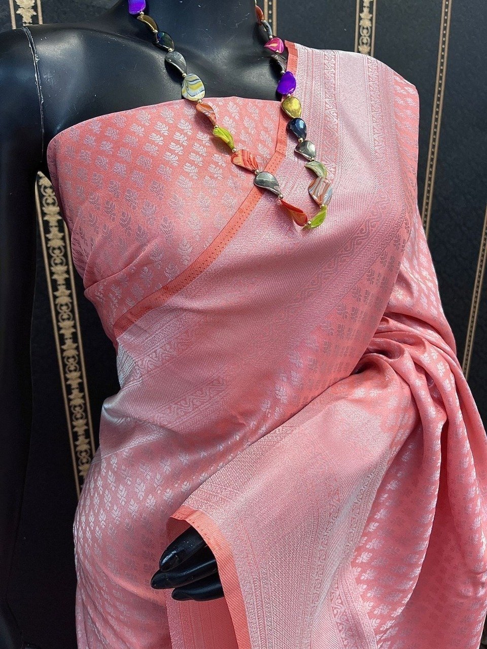 Elegant Lichi Silk Saree (Pale colour)