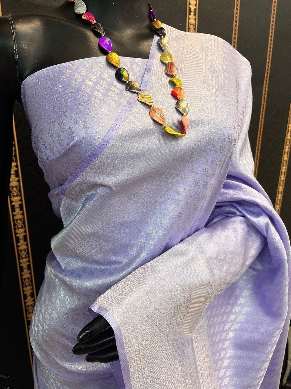 Purple Lichi Silk Saree with Designer Border